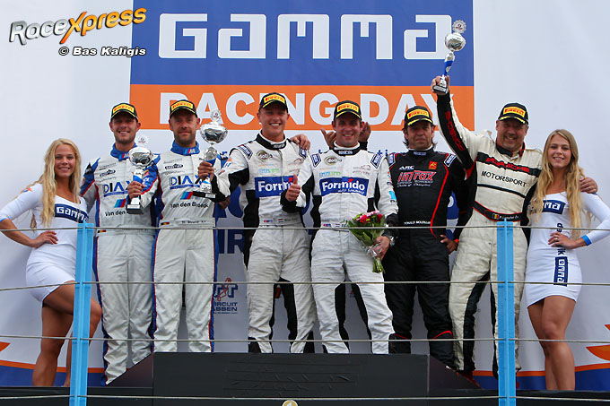 SCC podium GT B met winnaars Milan Dontje en Ferdinand Kool